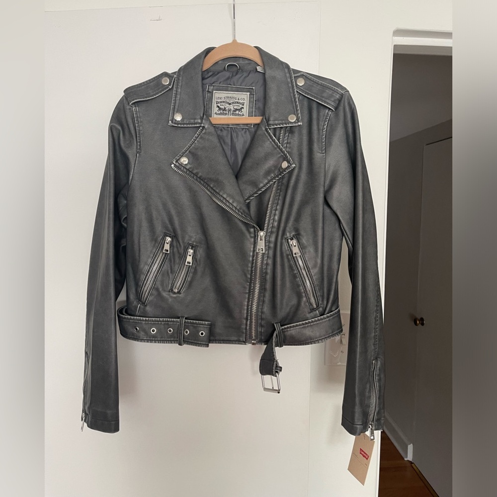 Levi’s NWT dark gray faux leather jacket